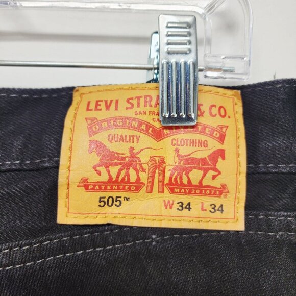 Levis 505 Mens Straight Leg Jeans W34 L34 Black Denim - Picture 5 of 11